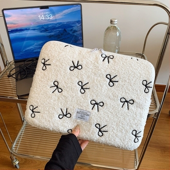 Плюшено калъфче за лаптоп с геометричен модел, дишащ дизайн, мека подплата, унисекс
