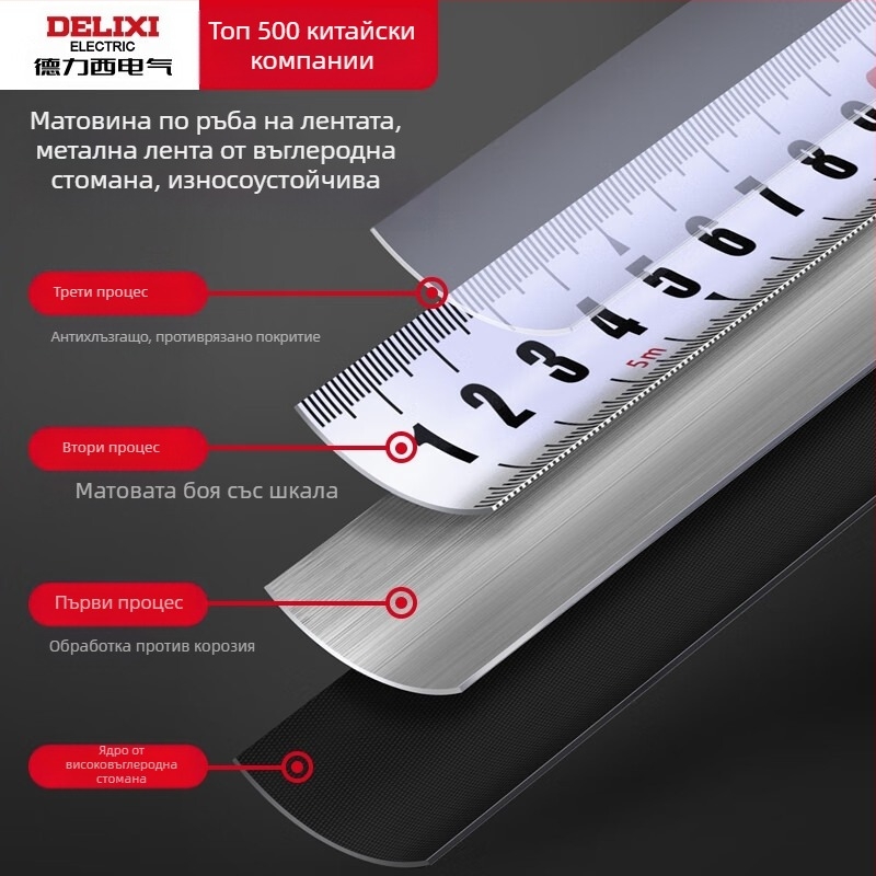Рулетка за измерване със удебелена стоманена лента, по-широка лента, удароустойчива, водоустойчива, индустриално качество