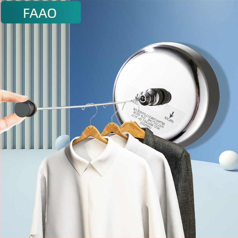 Разтегателна стенна сушалка за дрехи, 304 неръждаема стомана, скрит монтаж, за баня и балкон