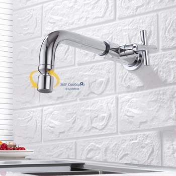 Кухненски смесител за вграждане в стената, месингов корпус, керамичен картридж, вход G1/2, работна температура 1–80°C