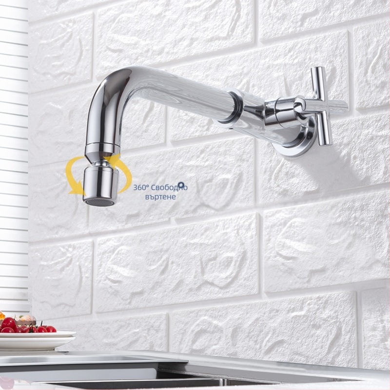 Кухненски смесител за вграждане в стената, месингов корпус, керамичен картридж, вход G1/2, работна температура 1–80°C