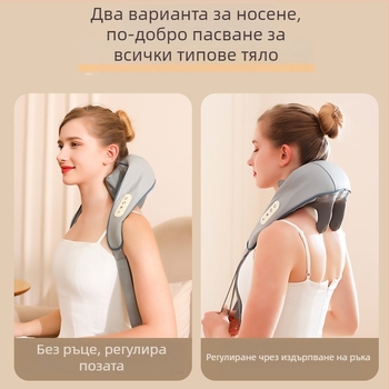 Масажор за шия и рамене с инфрачервена физиотерапия, 6 масажни глави, презареждаем, модел A6688, 3 скорости