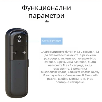 Bluetooth Hands-free за автомобил с ABS корпус, монтаж в слънчев визьор, съвместим с всички мобилни телефони