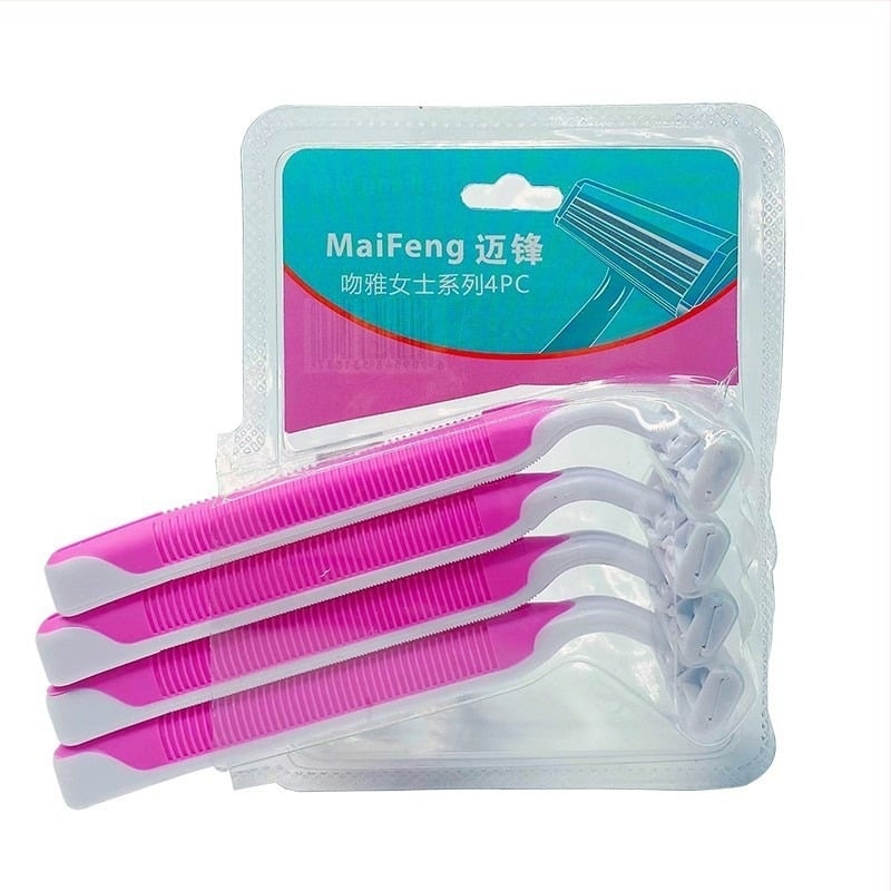 Maifeng женска самобръсначка за тяло, ръчна, 4 броя, с 3-слойно неръждаемо стоманено острие