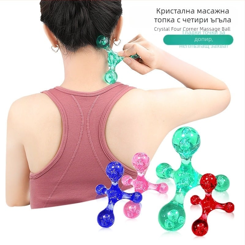 Ръчен кристален масажор-ролер за акупресия – цилиндрична топка, PC материал, дръжков дизайн, за рамене, шия, гръб и стъпала; подходящ за здравословен масаж и красота