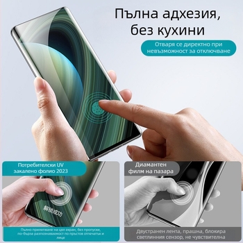 Закалено стъклено защитно покритие за предния екран на Samsung S24 Ultra, съвместимо с S23 Ultra/S22 Ultra, HD яснота, UV покритие, антиотпечатъци, защита при изпускане
