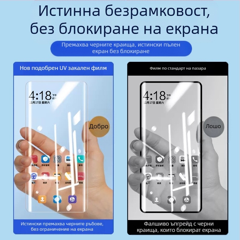Закалено стъклено защитно покритие за предния екран на Samsung S24 Ultra, съвместимо с S23 Ultra/S22 Ultra, HD яснота, UV покритие, антиотпечатъци, защита при изпускане