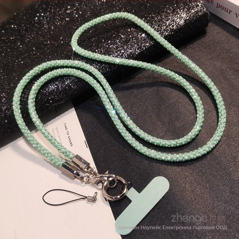 Телефонна презрамка-ланярд за кръст Chanel стил с кристали, ръчна изработка, здрав и издръжлив, марка Zhenge, материал: друг, катарама: метал