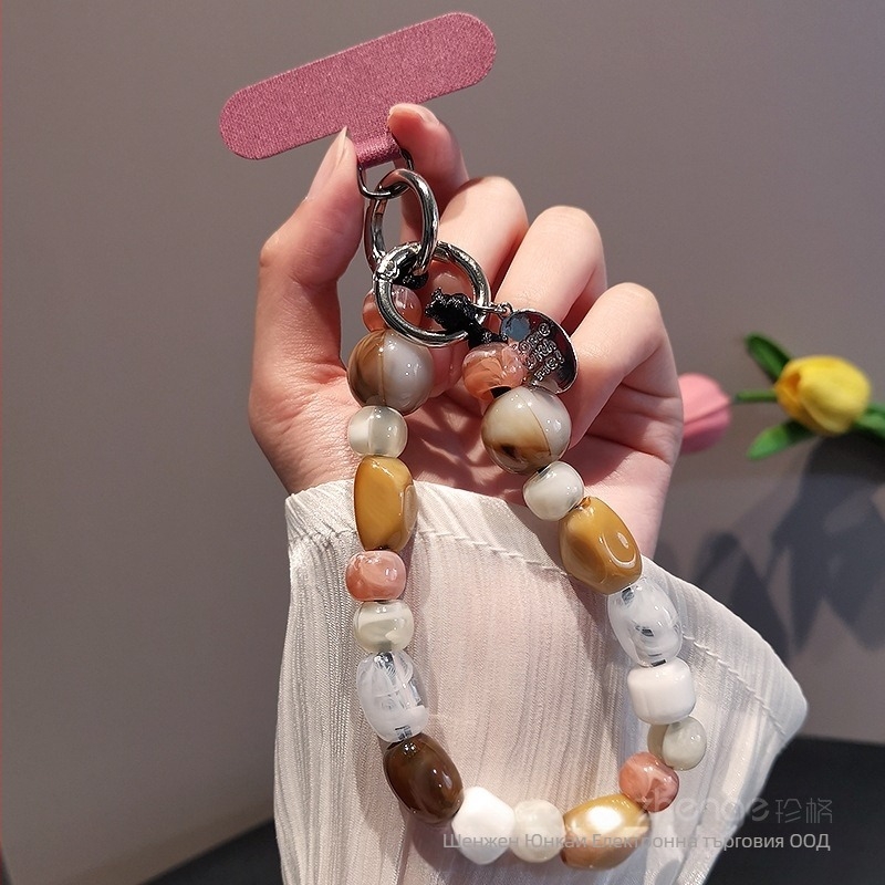 Дамска телефонна каишка с мъниста, ръчно изработена, мултифункционална, геометричен дизайн, марка Zhenge