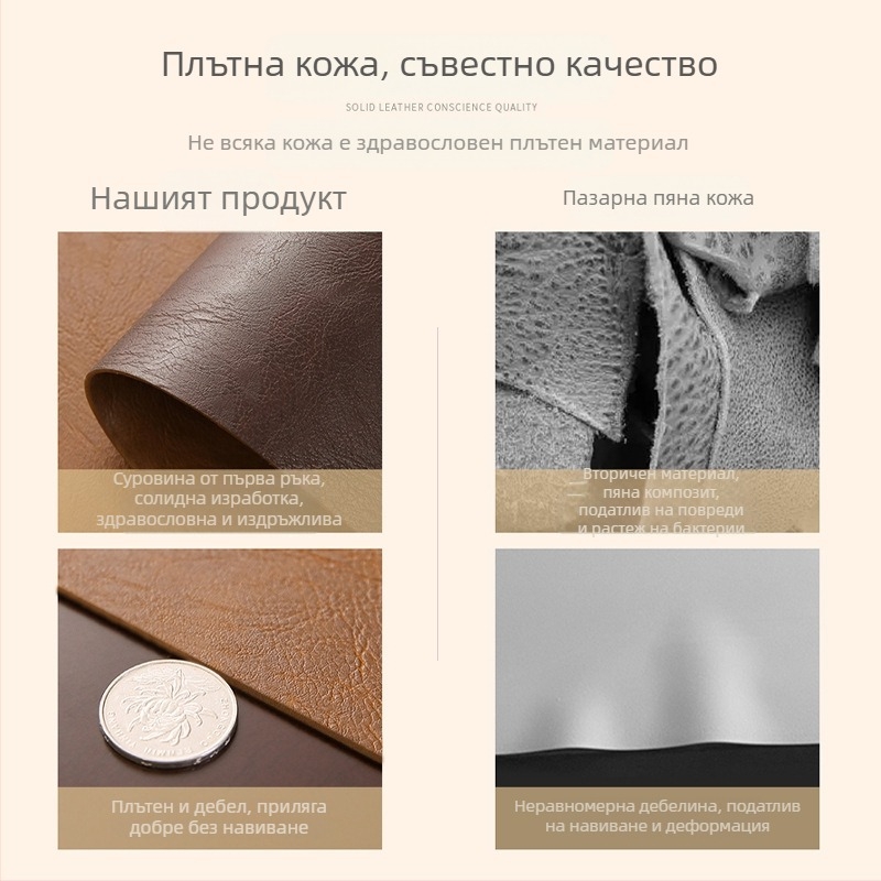 Голяма кожена подложка за мишка и бюро, кожен настолен мат за клавиатура и компютър – офис и дом