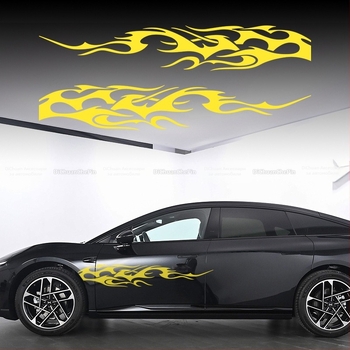 Kasusi автомобилен страничен стикер – самозалепващ, геометричен пламък дизайн, декоративен за цялата странична част