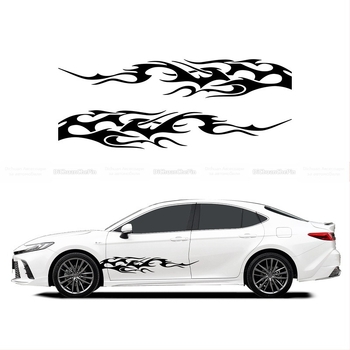 Kasusi автомобилен страничен стикер – самозалепващ, геометричен пламък дизайн, декоративен за цялата странична част