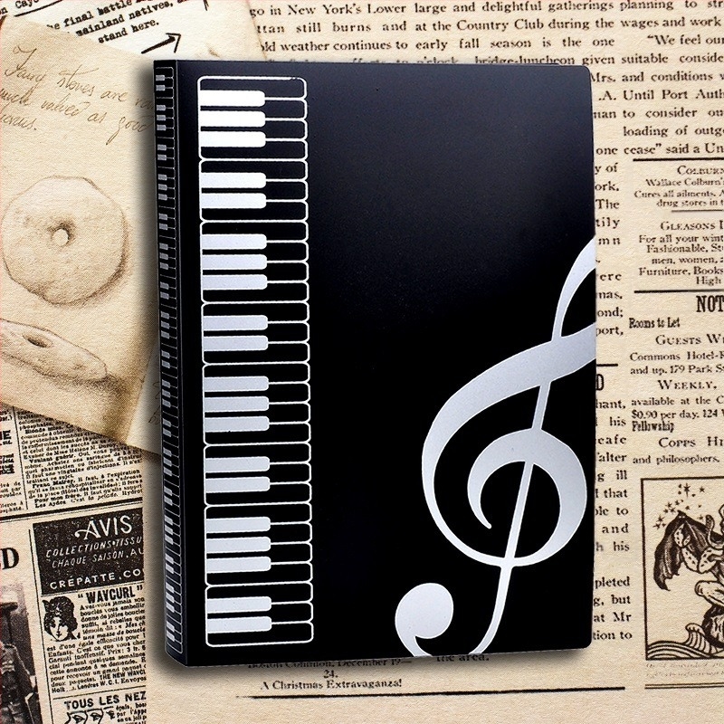 Класьор за музикални ноти, пластмасов, 40 страници, прозрачни многослойни джобове за листове, модел ct-zlcyy-15, с печатен логотип