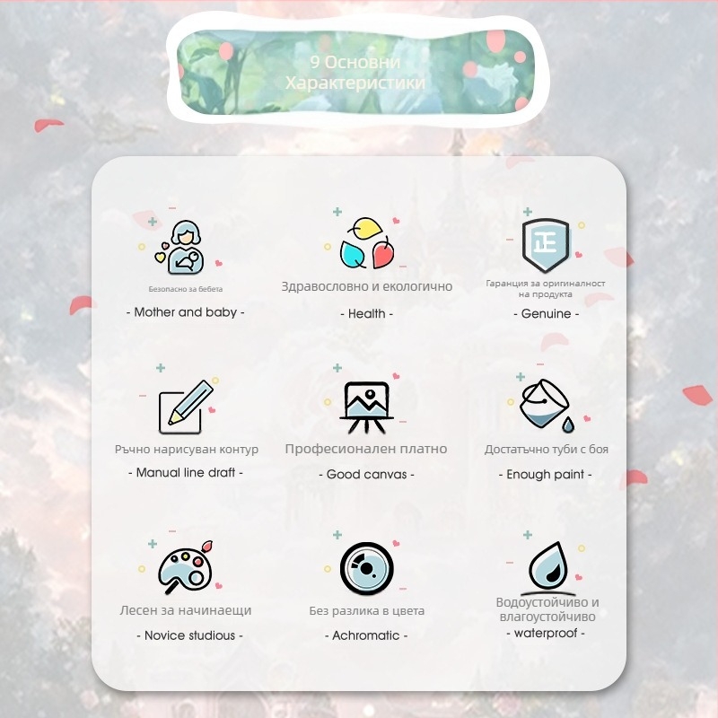 Цифрова маслена картина - DIY розова роза, ръчно оцветяване, персонализирана, рамка от масивно дърво, модерен минималистичен стил, подходяща за всекидневна, ресторант и антре