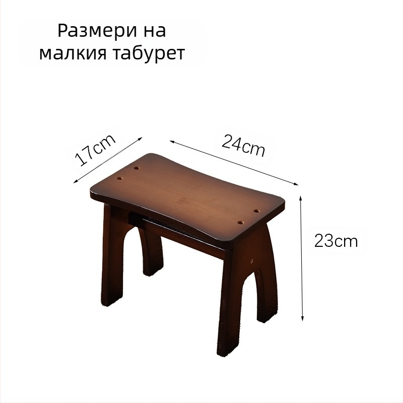 Детска бамбукова пейка – модерен минималистичен квадратен табурет, фабрично производство