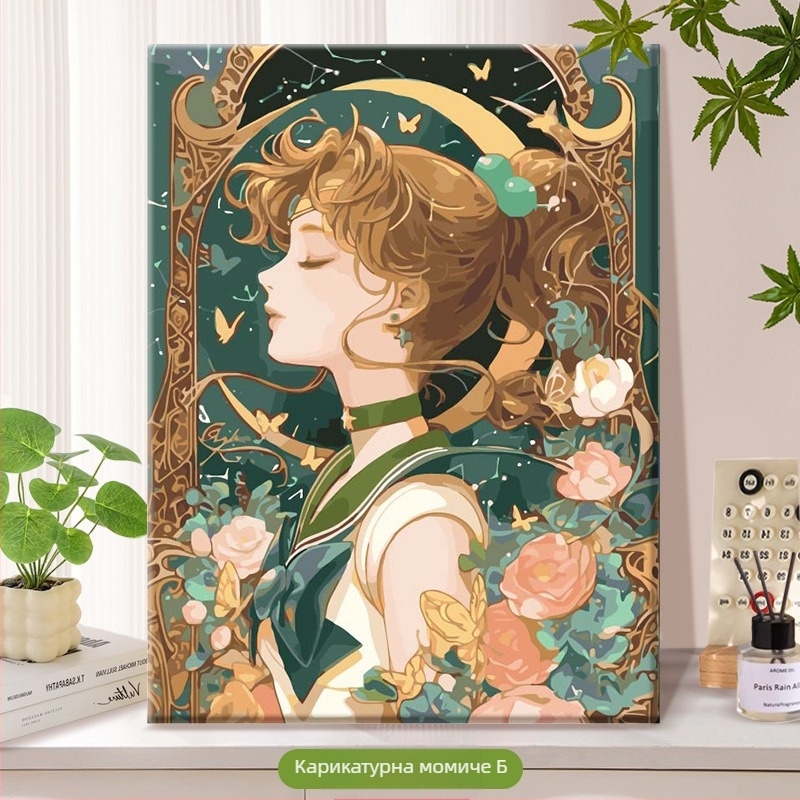 DIY цифрова маслена живопис – без рамка, ръчно рисувана илюстрация в модерен минималистичен стил, анимационно момиче