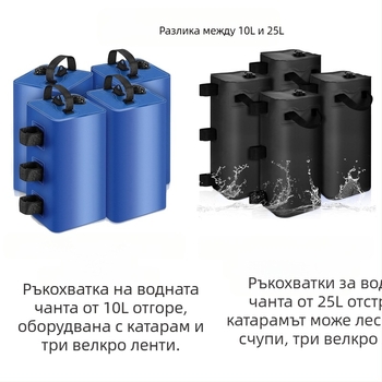 Воден чувал за палатка с усилен баласт, водоустойчив, 500D PVC мрежесто платно, за употреба на открито