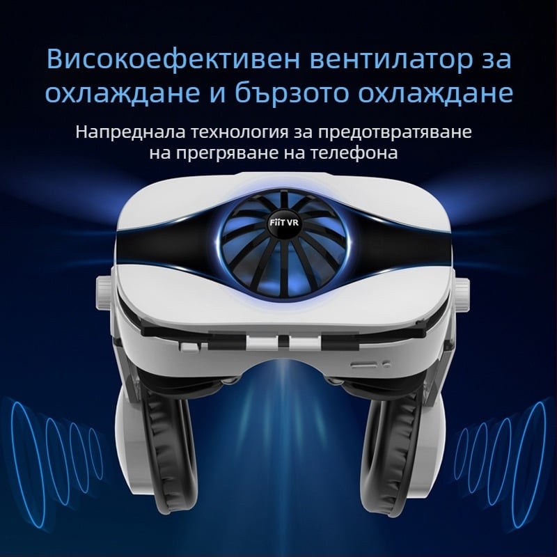 FIITVR 5F VR очила, всичко-в-едно шлем за глава, ABS, 357 г, съвместими с Android, iOS и Windows Mobile