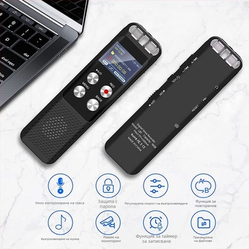 Портативен диктофон Aomago L87-1 за ученици и служебни срещи – MP3/WAV, време на запис 2400, TF карта, USB 2.0, цветен дисплей