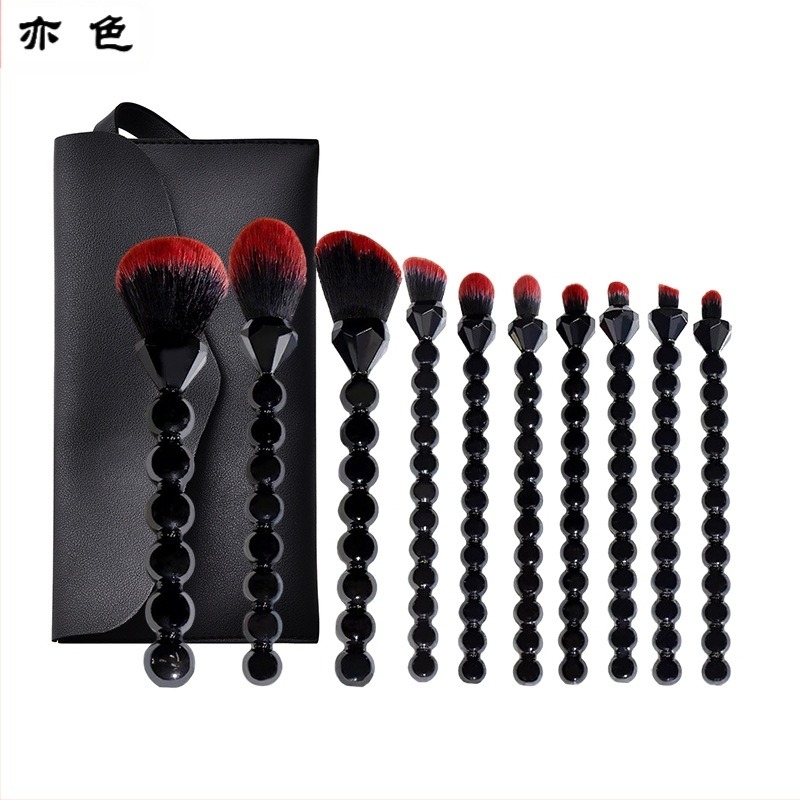 Комплект четки за грим, 10 бр, меки синтетични влакна, портативни пластмасови дръжки, включва четки за сенки за очи и за пудра