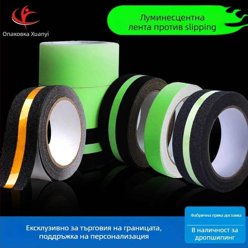 Лента против приплъзване за стълбища с PET основа, луминесцентна предупредителна лента за стълбища и баня, износоустойчива и с възможност за печат, работна температура 0–70°C