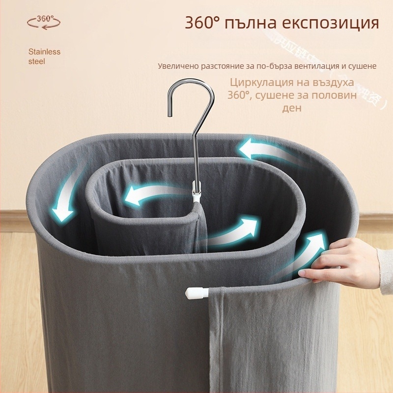 Сгъваема закачалка за сушене на дрехи, кръгла форма с клипове, железен корпус