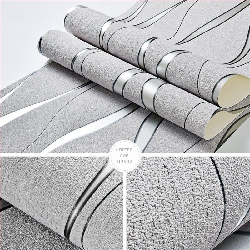 3D тапети с водни вълни от нетъкан плат – водоустойчиви, конкавно-изпъкнала текстура, модерен минималистичен стил