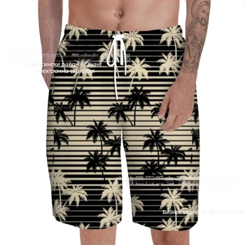 Плажни панталони за мъже, 3D принтирани, лека полиестерна материя 95%, лято, ежедневни