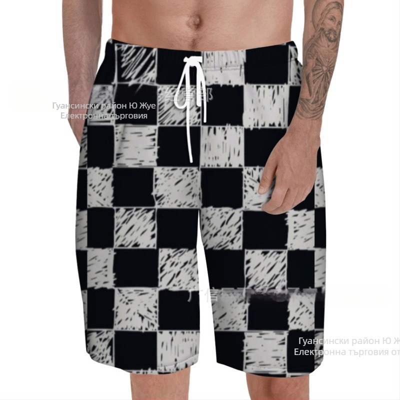 Плажни панталони за мъже, 3D принтирани, лека полиестерна материя 95%, лято, ежедневни