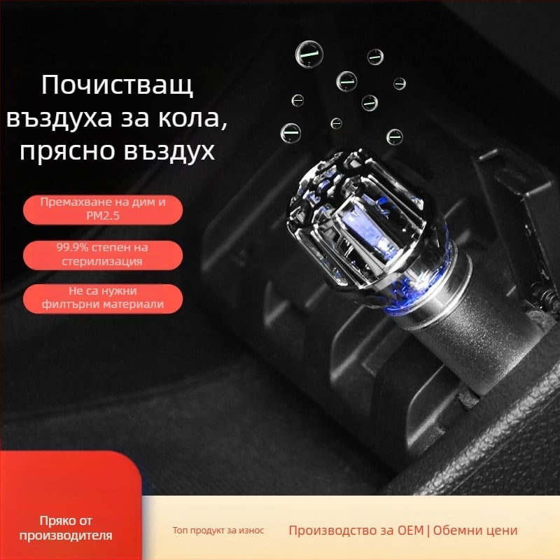 Автомобилен въздухоочистител с отрицателни йони – JO-6288; мощност 0,8W; напрежение 12V; концентрация на йони 4 800 000; материал алуминиева сплав + ABS