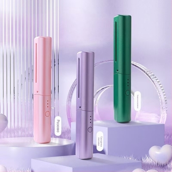 Безжично устройство за изправяне и къдрене на коса с отрицателни йони — турмалиново‑керамичен нагревател, 10‑степенно регулиране на температурата, 45 W, 110–220 V, двойно използване, портативен