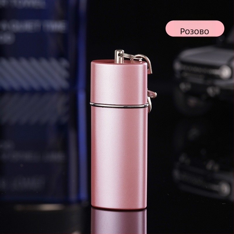 YF607 Компактен метален пепелник със ключодържател – ABS + неръждаема стомана; не е еднократен; функции: ключодържател, декорация, съхранение; гравиран логотип