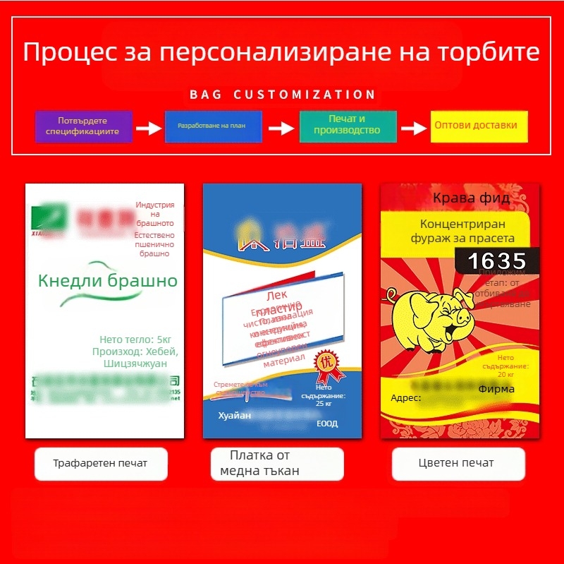 Пластмасова тъкана торба с ламиниран печат, PP материал, товароносимост 10–100, за отпадъци
