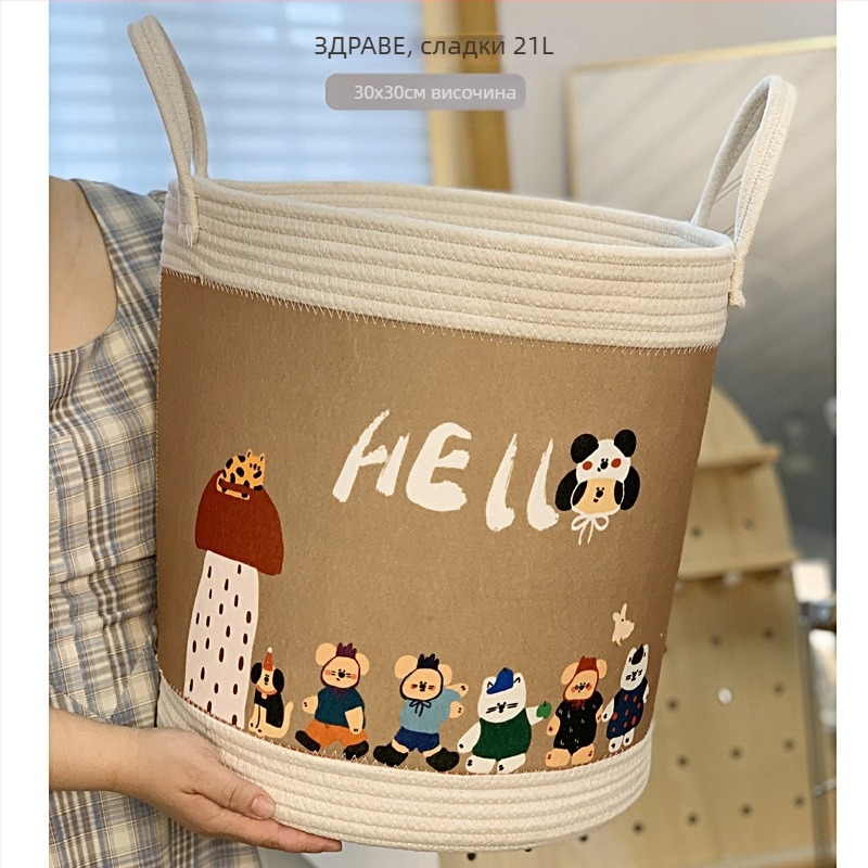 Детска кофа за съхранение от плат за бюро, стил карикатура, за играчки, 1 кг, Nayi Liangpin