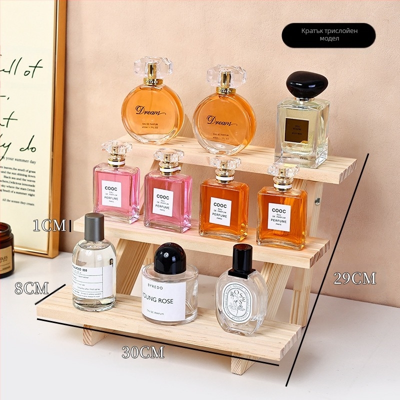Дисплей за парфюми, масивно дърво, стъпков настолен органайзер, модерен минималистичен стил, сглобяем, модел 1