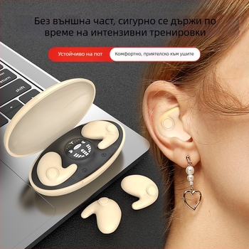 Bluetooth слушалки за ушно монтиране – бинаурално стерео, MD538, BT 5.3, обхват 10 м, безжично зареждане, 4–8 ч работа, IPX6