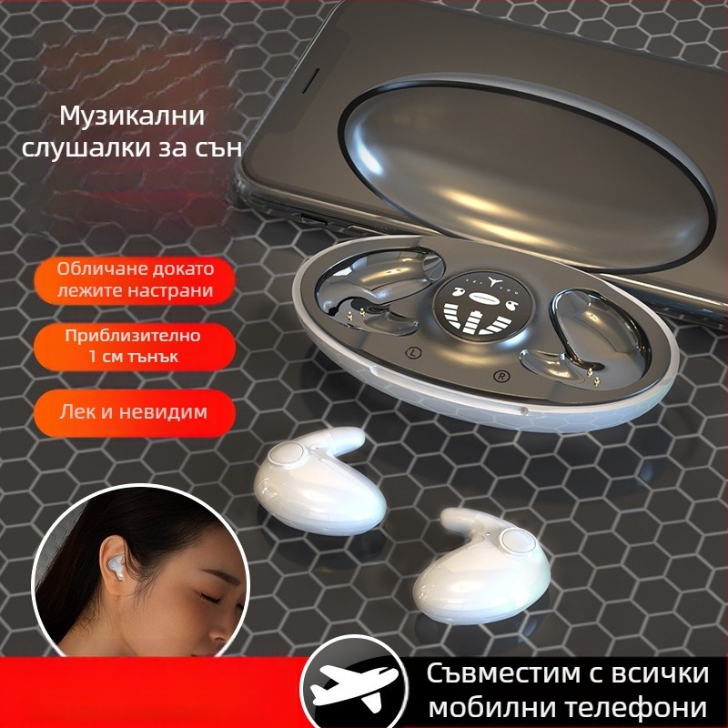 Bluetooth слушалки за ушно монтиране – бинаурално стерео, MD538, BT 5.3, обхват 10 м, безжично зареждане, 4–8 ч работа, IPX6