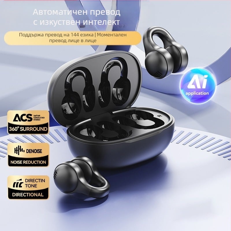 Air-conduction Bluetooth clip-in earphones с шумопотискане, Bluetooth 5.4, IPX4, обхват 10 m