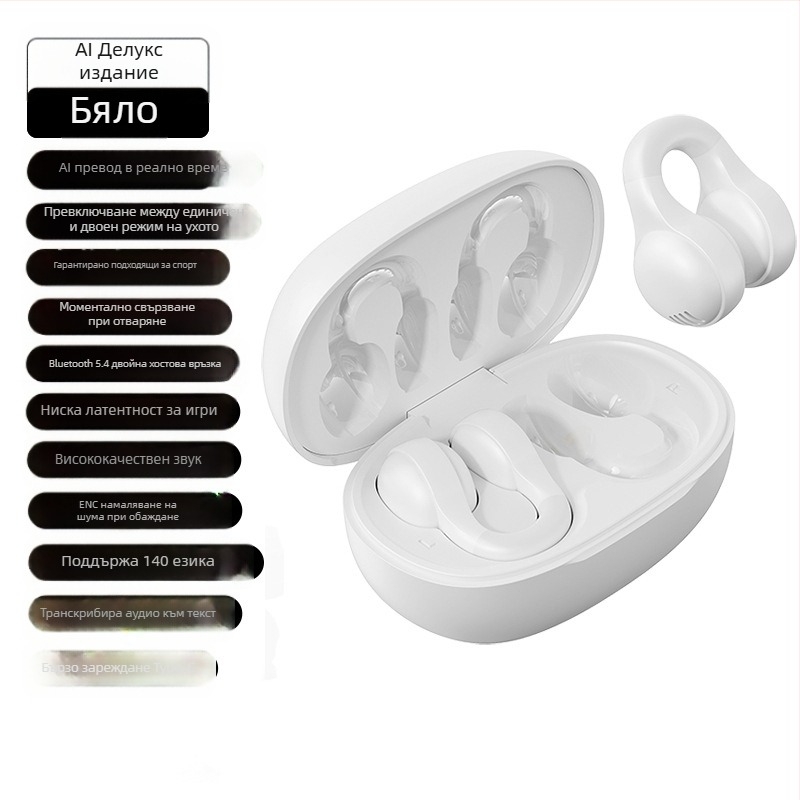 Air-conduction Bluetooth clip-in earphones с шумопотискане, Bluetooth 5.4, IPX4, обхват 10 m