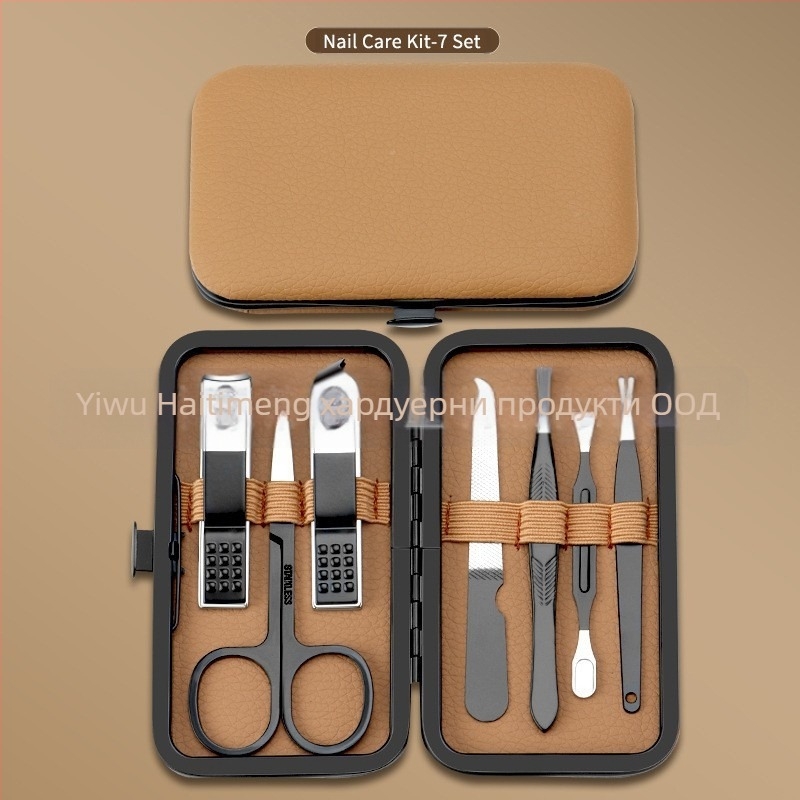 Портативен комплект за подрязване на нокти – висококачествени инструменти от неръждаема стомана, носни косми, наклонени клещи и лъжичка за уши