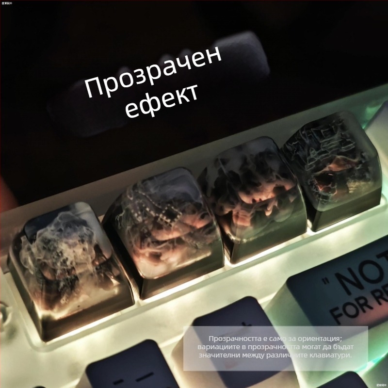 Капачка за механична клавиатура от смола със стил туш: пейзаж с Великата стена, планини и долина