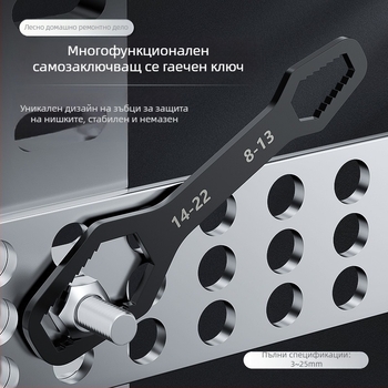 Многофункционален комплект регулируеми гаечни ключове с глава във форма на сливово цвете, двойнокраен, самозатягащ