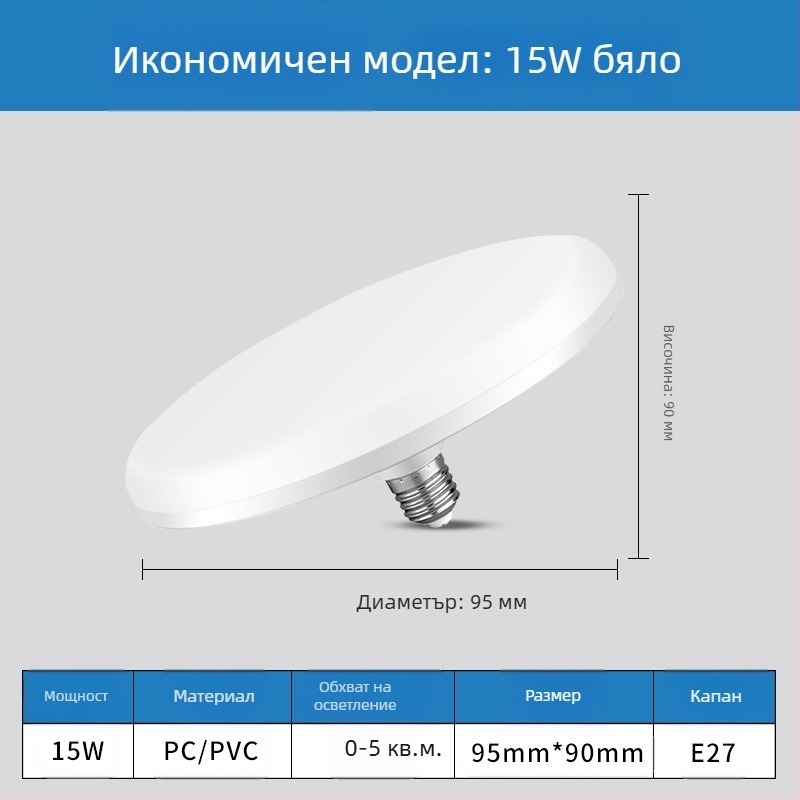 LED крушка с база E27, 1100 lm, 180° лъч, 220V, 10000 ч. живот