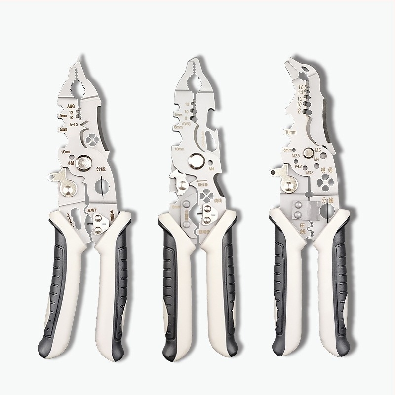 Yingjie клещи за премахване на изолацията на проводници – огънати челюсти, лакът, орлов клюн, гаечен ключ, гумени дръжки