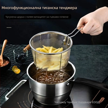 Многофункционална тенджера от неръждаема стомана 304, двойно дъно, метален капак, подходяща за всички готварски печки