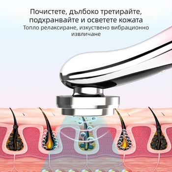Домашен масажор за лице с цветна светлинна терапия – почистване и подмладяване на кожата, преносим, вградена батерия 300–500 mAh