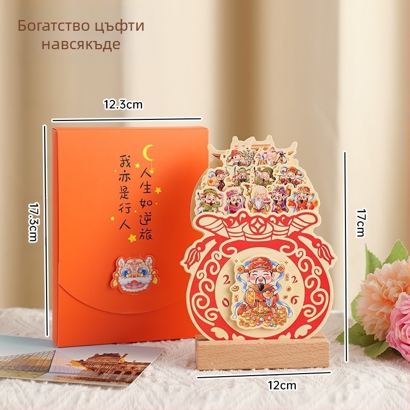 Дървен рамков настолен календар, сладък творчески мини календар за бюро, твърдо подвързване, печат на лого, включен дизайнерски шаблон