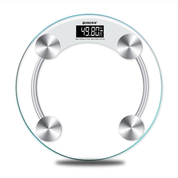 Кръгла домашна умна електронна везна за здравословно измерване на теглото, панел от закалено стъкло, батерийно захранване, модел 2003A-28, BORO/Baolan