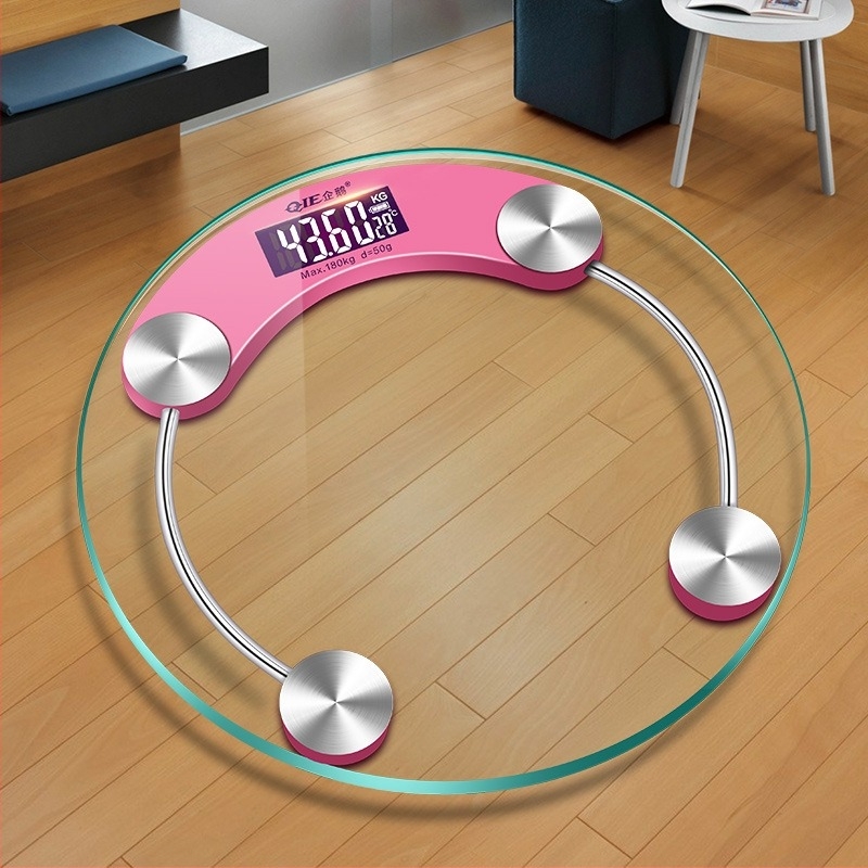 Кръгла домашна умна електронна везна за здравословно измерване на теглото, панел от закалено стъкло, батерийно захранване, модел 2003A-28, BORO/Baolan