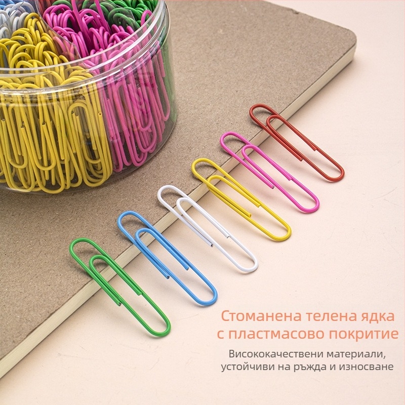 Метални щипки за хартия с пластмасово покритие, цилиндрична опаковка със шест секции, модел 6T-1/6T-2/6T-3